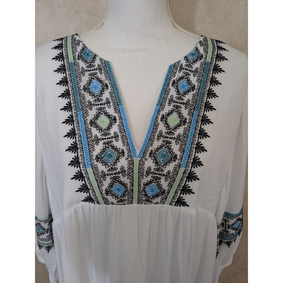 Soft Surroundings Dress Women's XL Daisha Gauze White Embroidery Boho Preppy - Picture 4 of 11